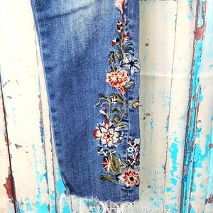 Driftwood Jackie Floral Raw Hem Jeans